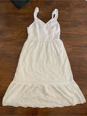 Sincerely Jules White 100% Cotton Eyelet Maxi Dress Women’s XXL Ruffle Hem